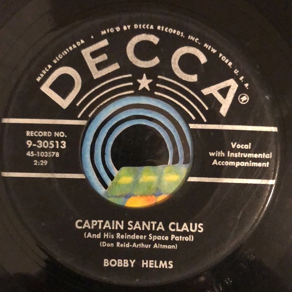 Bobby Helms Jingle Bell Rock/Captain Santa Claus Vinyl 45 Record '57 - Picture 3 of 4